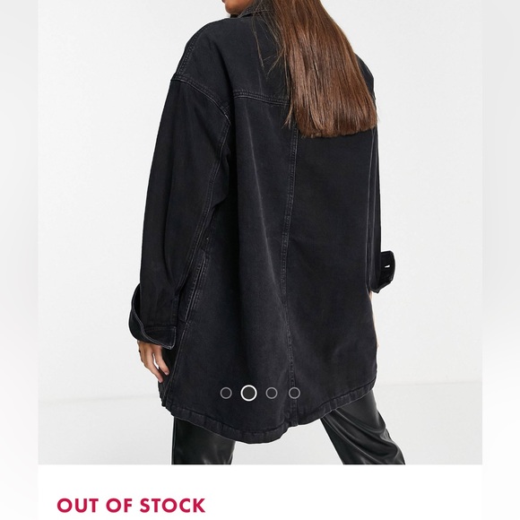 ASOS Tall Denim Oversized Shacket in Washed Black. - Picture 4 of 4